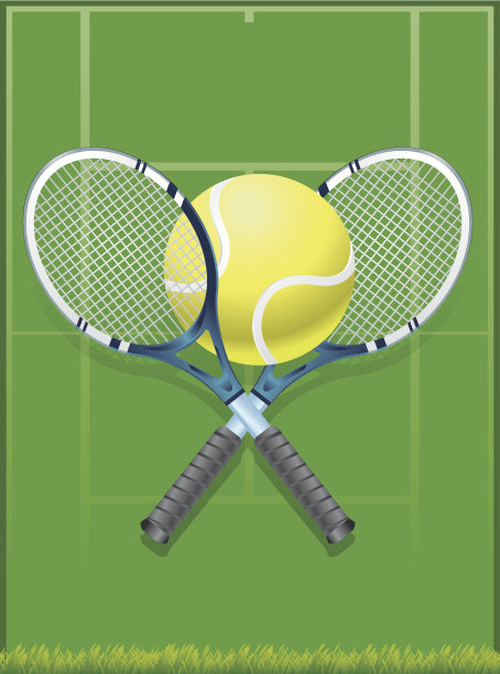 网球场，带球拍和球图片下载