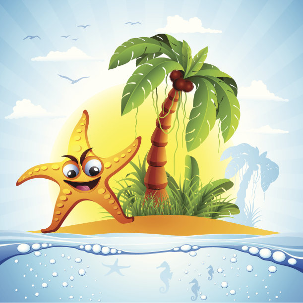 海星和热带岛屿图片下载