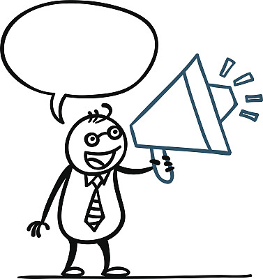 卡通人物在和一个扬声器说话图片下载