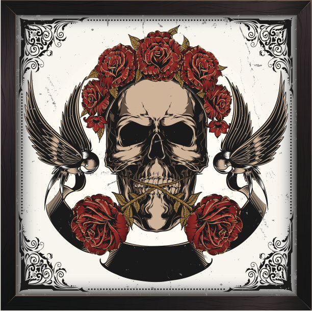 头骨的玫瑰图片下载