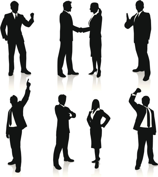 庆祝成功的人们的剪影图片下载