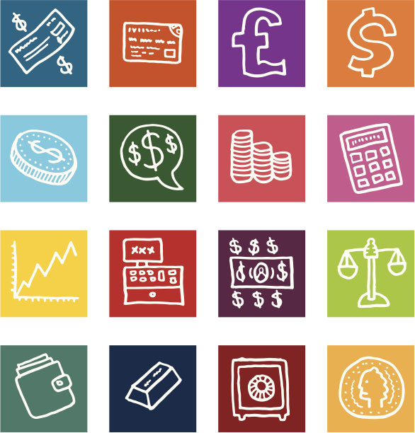 金钱和金融板块图标设置图片下载