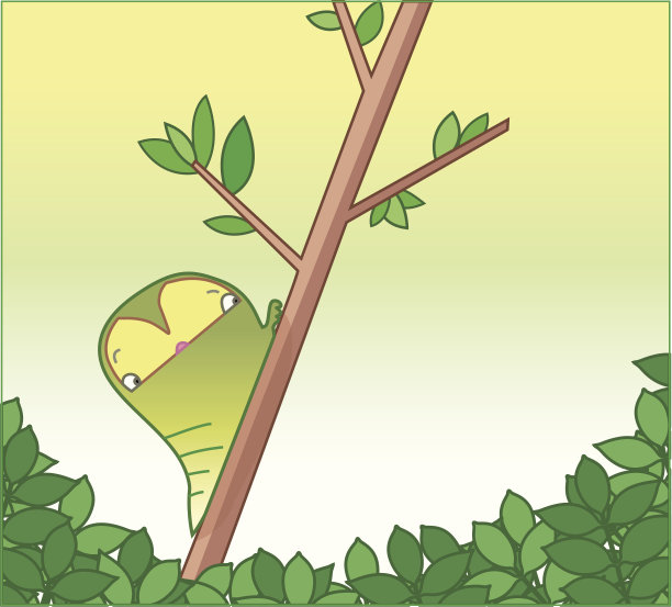 树上的小毛毛虫。图片下载