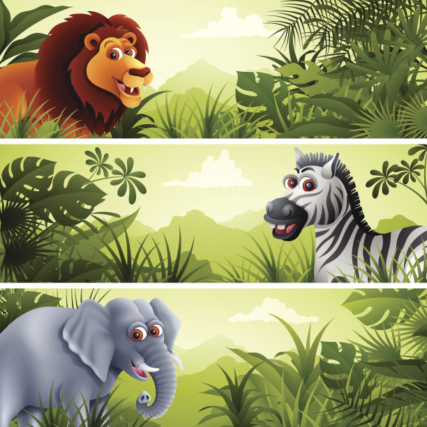 丛林旗帜与野生动物图片下载