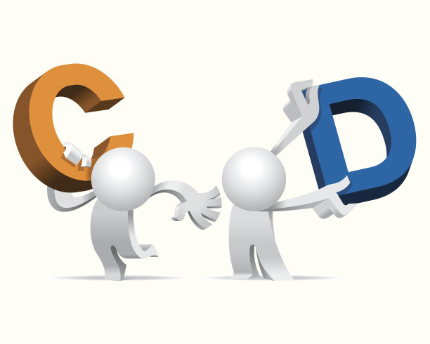 简化的人呈现巨大的字母C和D图片下载