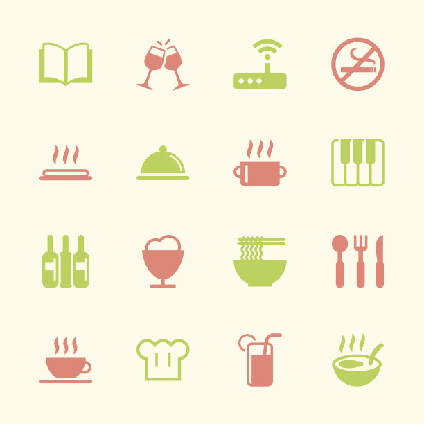 餐厅图标集2 -彩色系列| EPS10图片下载