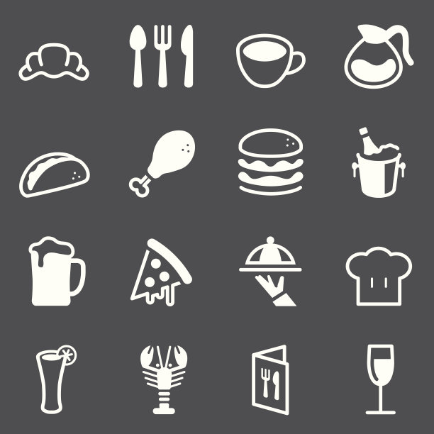 餐厅图标-白色系列图片下载