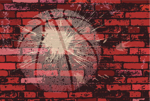 在砖墙上画篮球图片下载