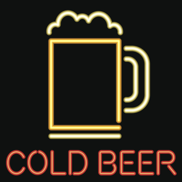 霓虹灯标志冰啤酒图标图片下载