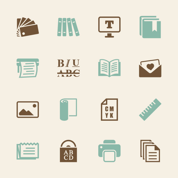 印刷和出版图标-彩色系列| EPS10图片下载