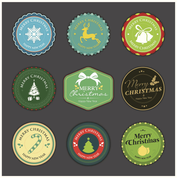 现代缤纷圣诞徽章图片下载