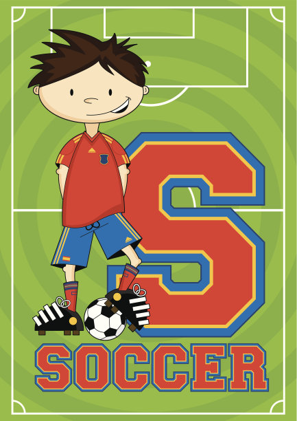足球男孩学习字母S图片下载