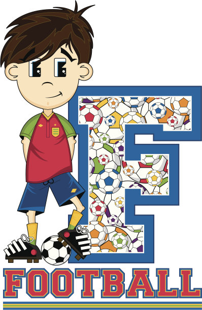 足球男孩模仿学习字母F图片下载