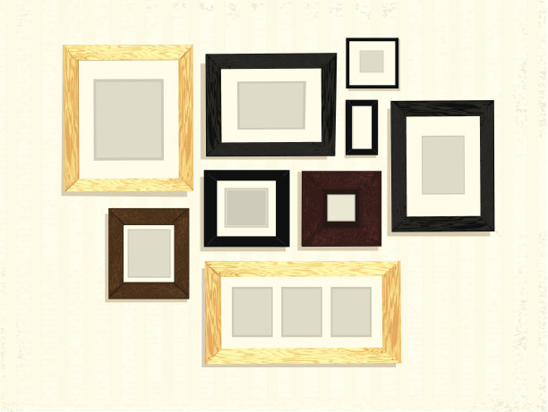 一套空白相框装饰布置在墙上图片下载