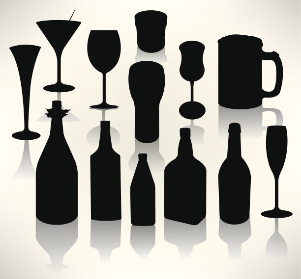 采购产品酒瓶，鸡尾酒，葡萄酒杯，啤酒杯图片下载