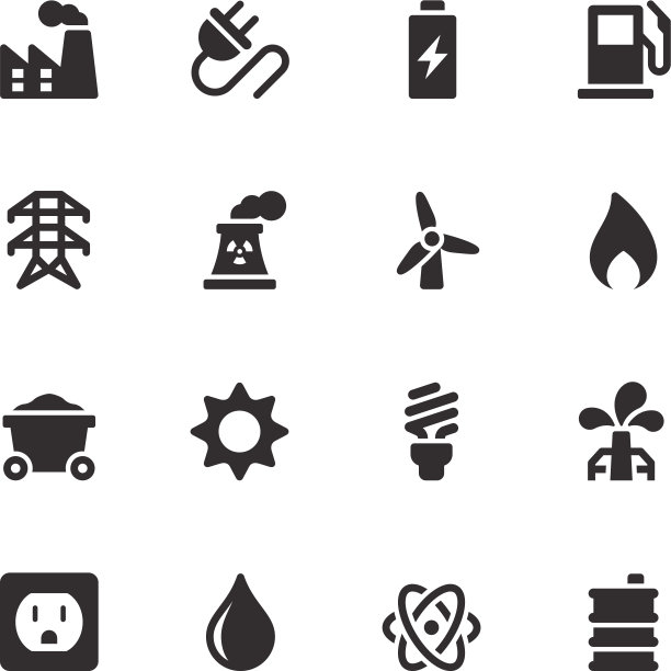 能源图标-黑色系列图片下载