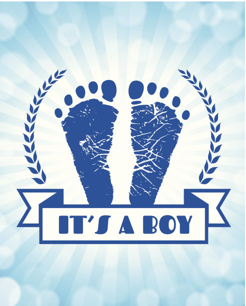 新生婴儿脚印纪念蓝色徽章图片下载