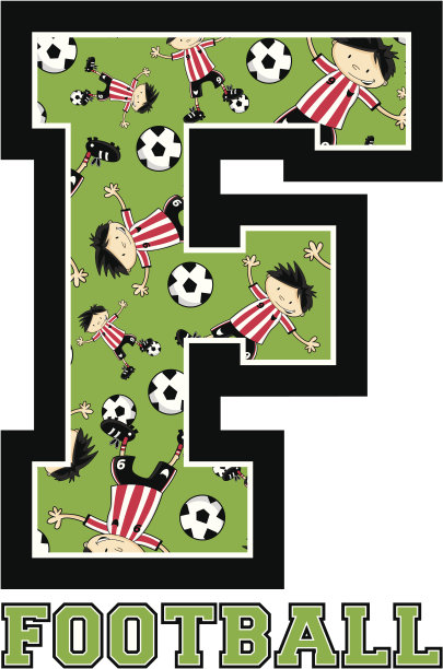 足球男孩模仿学习字母F图片下载