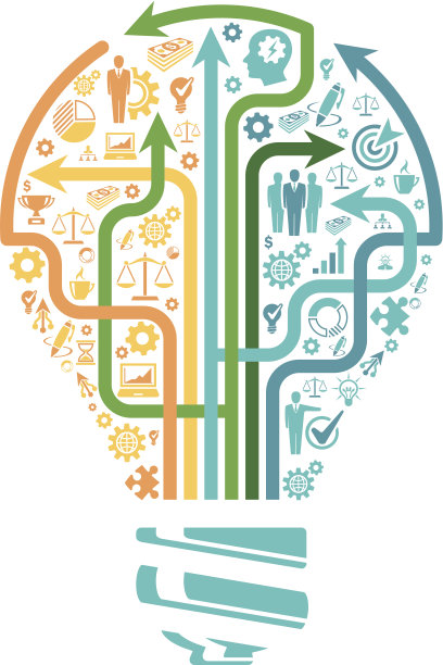 插图的灯泡与各种元素图片下载