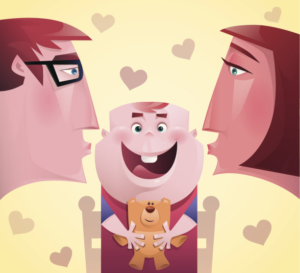 夫妇亲吻婴儿图片下载