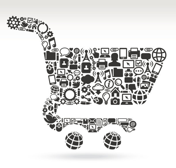 购物车与技术和互联网版税免费矢量艺术图片下载