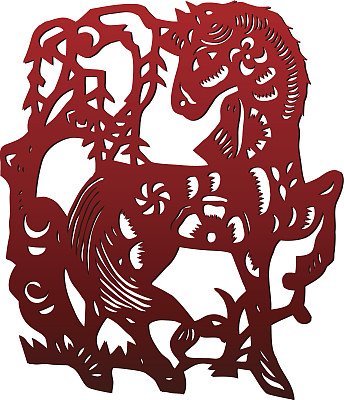 剪纸在马的形状-插图图片下载