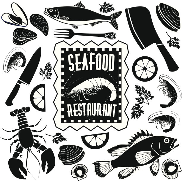 海鲜餐厅设计元素图片下载