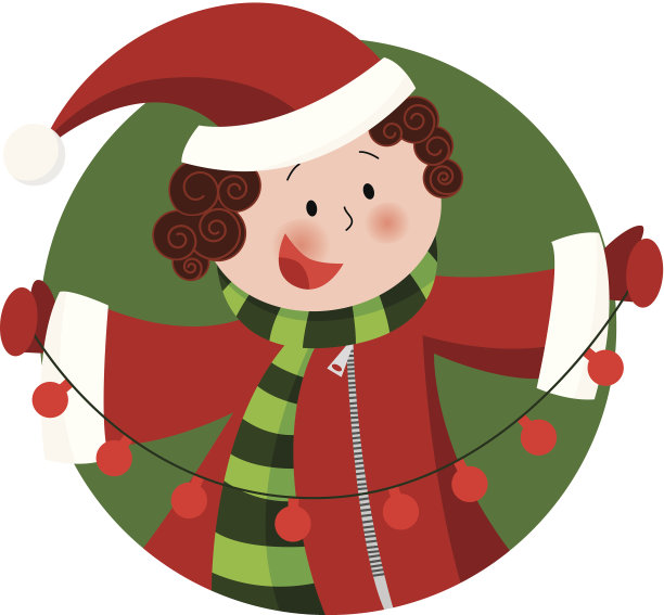 彩灯圣诞男孩图片下载