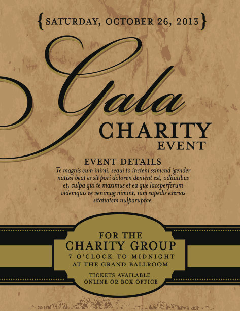 慈善晚会邀请设计模板的纸张背景图片下载