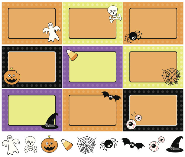 万圣节图标和邀请标签图片下载