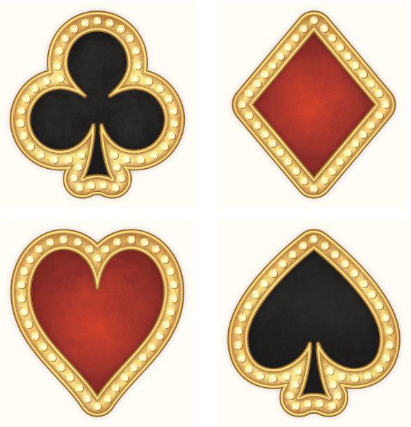 卡片符号-心，梅花，黑桃和钻石图标图片下载