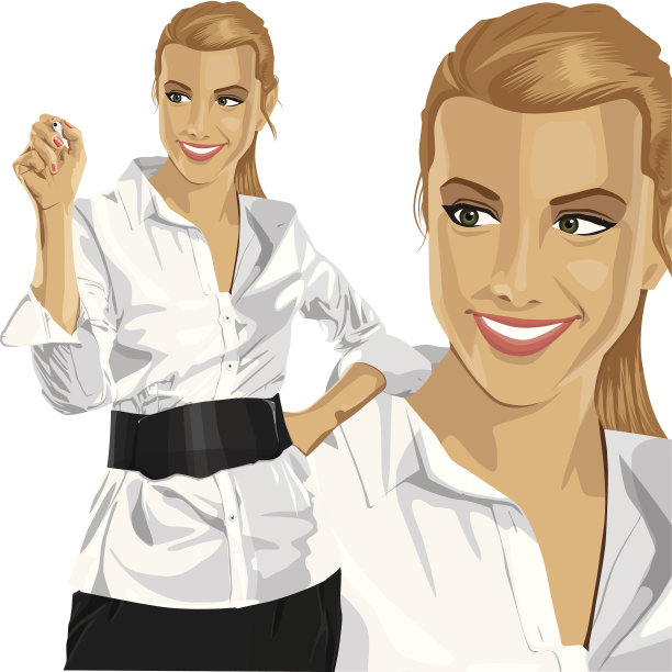 矢量女商人在写东西图片下载