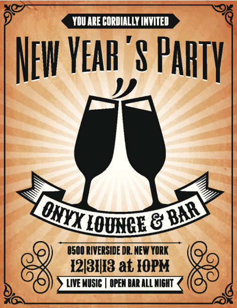 新年派对及节日庆典酒廊邀请图片下载