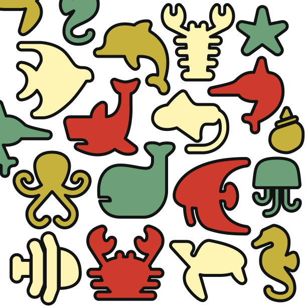 海洋生物图标-颜色系列图片下载