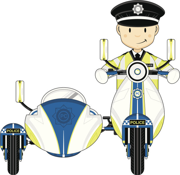 警察骑摩托车和边车图片下载