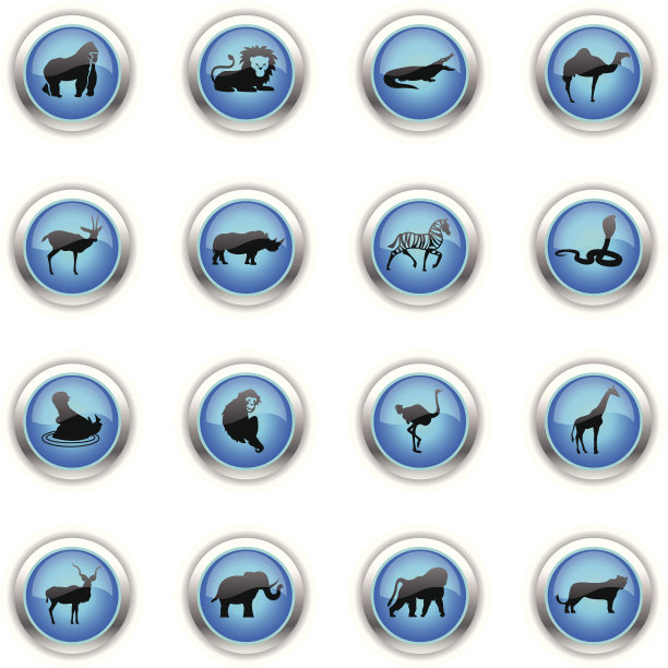 蓝色图标-非洲动物图片下载