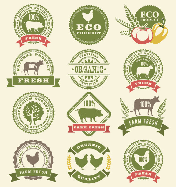 绿色农场徽章和丝带图标图片下载