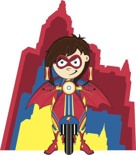 复古摩托上的可爱超级英雄图片下载