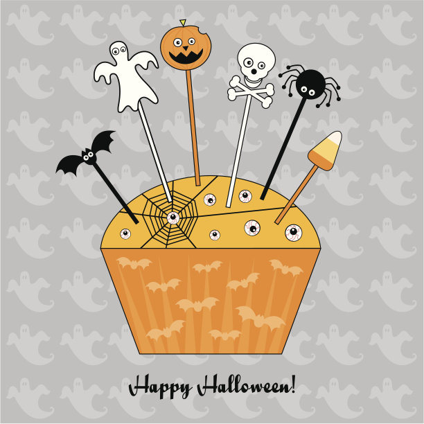 幽灵万圣节人物纸杯蛋糕图片下载