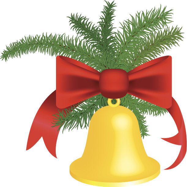 带红丝带的圣诞钟声图片下载