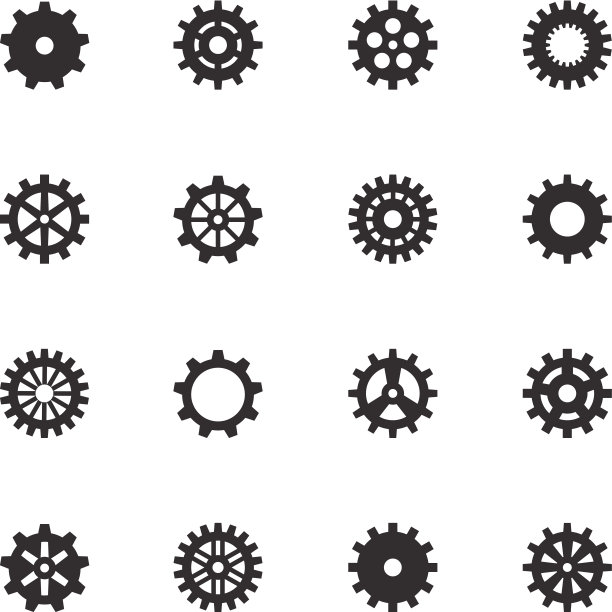 机器齿轮图标-黑色系列图片下载