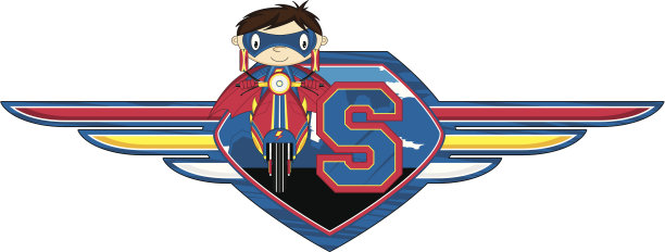 超级英雄在滑板车上学习字母S图片下载