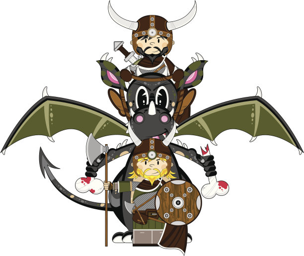 神秘龙和维京战士图片下载