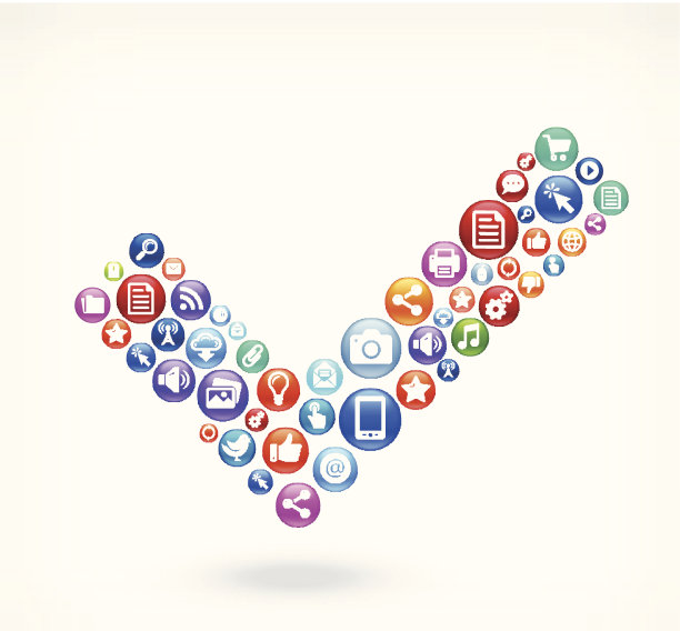 检查马克社交网络和互联网版税免费矢量艺术图片下载