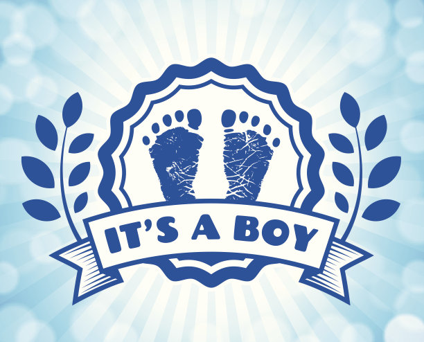 新生婴儿脚印纪念蓝色徽章图片下载