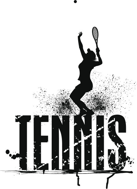 网球Grunge图形-女性发球图片下载