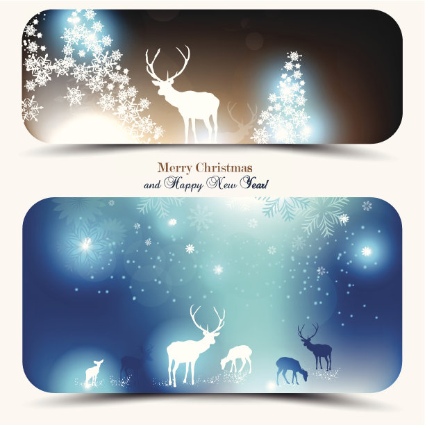 带有小鹿的优雅圣诞节banner图片下载