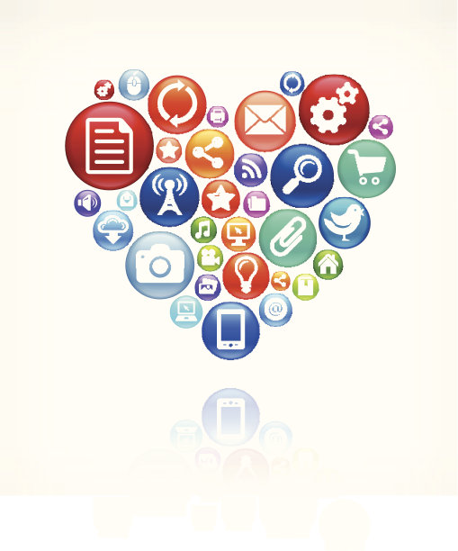 心与社交网络和互联网版税免费矢量艺术图片下载