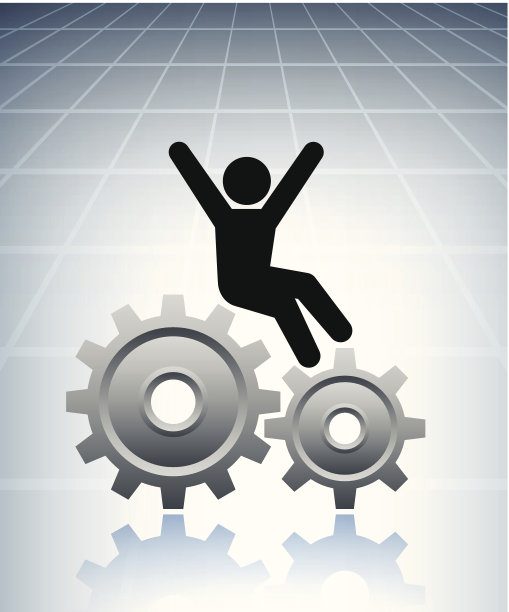 在网格背景上有齿轮的坐棍图图片下载