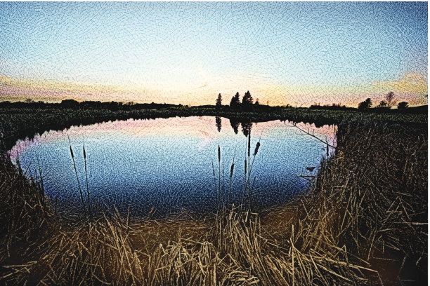 池塘日落图片下载